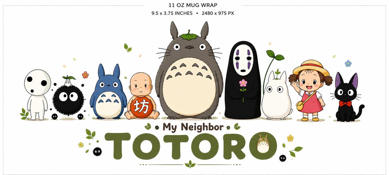 My Neighbour Totoro ceramic mug by RARE Sublimé featuring Totoro character and forest design on a white background.